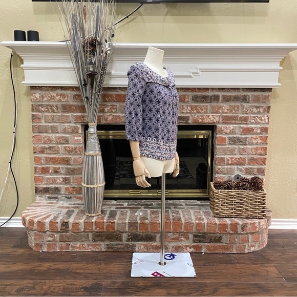 Japna purple multi-patterned 3/4 sleeve top / XS /Excellent condition - Picture 7 of 12